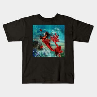 Wonderful seahorse with skulls in the deep ocean Kids T-Shirt